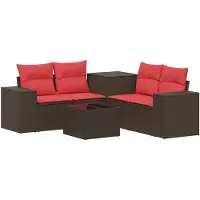 vidaXL Bankstel 6 st Bruin en Rood 55 x 55 x 37 cm