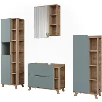 Vicco Badkamermeubelset Karen Blauw/Sonoma 4-delig, Model 65842