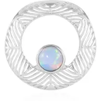 Cavill - Hanger 925 Sterling Zilver - 0,765 ct Welo-opaal Ronde Cabochon - Ethiopische Edelsteen - Gerhodineerd - Monosono Moderne Unisex