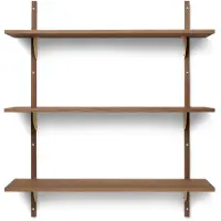 Ferm Living Wandplank Sector Shelf Triple / Wide Smoked Oak / Brass