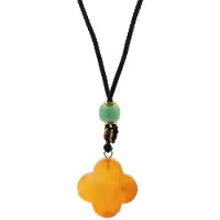 Ancient Wisdom Koordketting met edelsteenhanger - Rode jade klaver