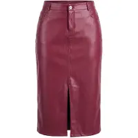 Studio Untold - Dames - Rok in een leerlook midi-lengte - Wijnrood - Maat 54