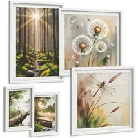 Coloray 5-Delige Schilderij Set - Boslandschappen Met Natuur En Rust Op De Achtergrond. - 50 x 50 cm, 20 x 30 cm En 40 x 60 cm - Muurdecoratie - Wanddecoratie - Hal