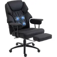HOMCOM 3D-massage stoel, met voetsteun, hoge rugleuning, zwart