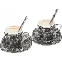 Queen Isabell Porseleinen Espressokopjes Set 2 stuks 80ml met Lepeltjes