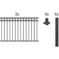 Alberts 511067 compleet hekwerkset Circle, voor montage op harde ondergrond, mat zwart, hoogte 100 cm, lengte 6 m