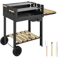 Outsunny Houtskoolbarbecue-Metaal, Grenenhout-99,5L x 58B x 82H cm-Zwart