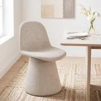 Duhome eetkamerstoel van bouclé stof, gestoffeerde stoel, fauteuil met rugleuning, draaistoel voor eetkamer, woonkamer of slaapkamer, beige