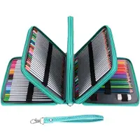 VHV - Grote Etui 4 Lagen - 28x20x8 cm - Multifunctionele Leren Pennenbak- Waterdicht Pencil Case - Voor School ,Kunstenaars -Groene