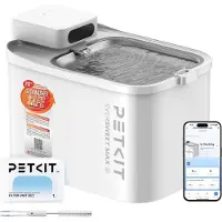 Petkit Slimme drinkfontein voor huisdieren, 3 liter, roestvrij staal, BPA-vrij, met bewegingssensor en app-bediening, 26 dB stil, draadloos, vaatwasmachinebestendig