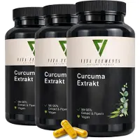 IK-Handelsgruppe Vita Elements Curcuma Extract Set van 3 90 Capsules Curcuminoïden Piperine Ontsteking Voedingssupplement