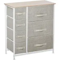 HOMCOM Kommode, dressoir, met 7 lades, metalen frame, lichtgrijs