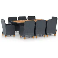 vidaXL 7-delige tuinset met kussens, polyrotan, donkergrijs