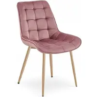 Leobert Eetkamerstoel BERA - Donkerroze fluweel - Metalen poten met eikenlook - Modern design