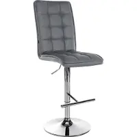 CLP barkruk Peking, bekleed met kunstleer, in hoogte verstelbaar, met voetsteun en rugleuning | Kleur: grijs, frame: chroom