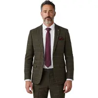 Paul Andrew Herenblazer van groene tweed met visgraatmotief en formeel ruitpatroon - Harris