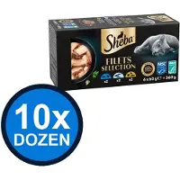 Sheba 10x - Filets Alu Saus Witte Vis Multipack (6x60g) - Kattenvoer Natvoer - 360 g
