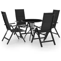 Möbelando Loungeset voor de tuin "Jakobsdorf", gemaakt van aluminium met Textilene stof in de kleuren zwart en antraciet. Afmetingen (breedte/hoogte/diepte): 56x109x110 cm