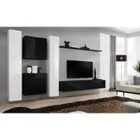 AEA Wohnzimmer Wohnwand Set 4tlg Gruppe Garnitur Schrank 4tlg. Holz Möbel Regal