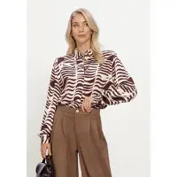 NUKUS Dames Blouses Adora Blouse Zebra - Ecru - Maat XS
