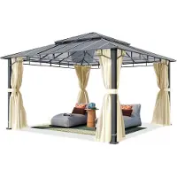 TOOLPORT Tuinpaviljoen 4x4m, Hardtop, 4 zijwanden, crème