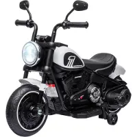 HOMCOM Elektrische Motorfiets voor Kinderen Kunststof, Metaal 76L x 42B x 57H cm Wit+Zwart