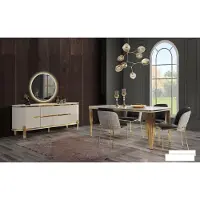 AEA Metall Möbel Esszimmer Garnitur Tisch Stuhl Set kommode Essgarnitur Stühle 6tlg.