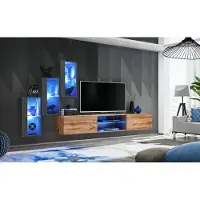 AEA 3x Wandschrank Wohnwand Set 4tlg Wohnzimmermöbel Wand Regale Sideboard
