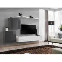AEA Wohnwand Wohnzimmer Set 4tlg Stil Modern Lowboard Wandregal Weiß Wandschrank