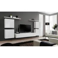 AEA Komplett Set 7tlg Weiß Wohnwand Wohnzimmer Luxus Einrichtung Modern TV Ständer