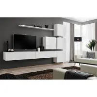 AEA Weiß Wohnwand Komplett Set 7tlg Wand Regal Wandschrank Luxus Design Einrichtung