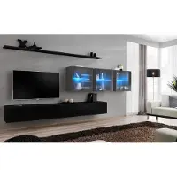 AEA Wohnwand Set 7tlg Modern Wohnzimmermöbel TV-Ständer Design Wand Regale Komplett