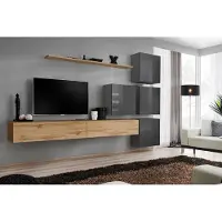 AEA Luxus Holz Garnitur TV-Ständer Holz Wohnzimmer Wohnwand Wand Regal Design
