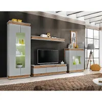 AEA Graue Wohnwand TV Ständer Designer Wohnzimmer Holz Vitrine Möbel 4tlg