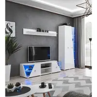 AEA Wohnwand Garnitur TV-Ständer Vitrine Wohnzimmer Holz Möbel Weiß Luxus