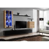 AEA Wohnwand Holzmöbel Schwarz TV-Ständer Sideboard Wandschrank Holzmöbel