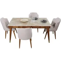AEA Esszimmer Holz Tische Essgruppe Set Stuhl Gruppe Tisch 4x Design Stühle 5tlg