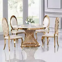 AEA Runder Tisch Goldener Fuß Chrom Rundtisch Tische Esstische Luxus 130cm