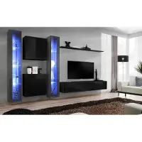 AEA Holzmöbel Komplett Wohnwand Set Wand Schrank Luxus Vitrine Einrichtung