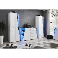 AEA Luxus Kommode Weiß 2x Vitrine Wohnwand Wohnzimmer Set Holz Modern Möbel