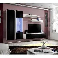 AEA Wohnwand Wohnzimmer Set 5 tlg TV Ständer Wandregal Modern Hänge Vitrine