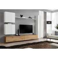 AEA Weiß Komplett Set Wohnzimmermöbel Wohnwand Regal Luxus Wandschrank