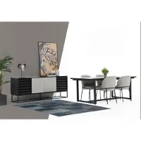 AEA *Essecke Essgruppe Esszimmer Esstisch Stühle 6tlg Holz Schwarz Set