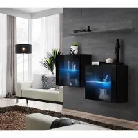 AEA Wohnwand Holz Möbel Einrichtung Luxus Designer Komplette Set 3tlg. Wand Regal