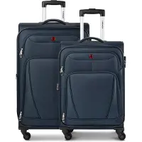 Wenger Beaumont kofferset met 4 wielen, M+L, met uitbreidingsplooi blauw