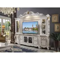 AEA Fernseh Wand Klassisch Wohnwand Echt Handarbeit Holz Vitrine Regal Barock Rokoko