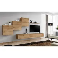 AEA Designer Wohnwand Braun TV Ständer Moderne Sideboard Wandregal Wandschrank 6 tlg