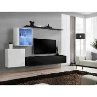 AEA Wohnwand 260cm rtv Sideboard tv Ständer Luxus Wohnzimmermöbel Holz Schwarz