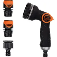 Black & Decker Sproeikop met 3 Tuinslang Koppelingen - Aanpasbare Waterstroom - Kunststof - Zwart/Oranje