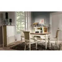 AEA Esszimmer Komplett Esstisch mit 4x Stühle Essgruppe Vitrine Holzmöbel 6tlg